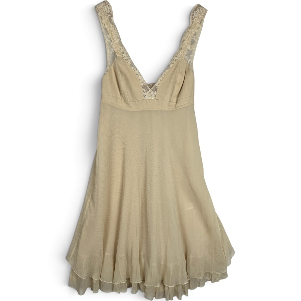 Silk Chiffon Babydoll Dress Womens Size 6 Lace Ruffles Fairy Angel Romantic